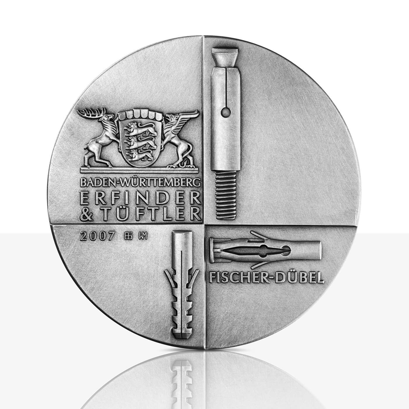 art medal Fischer silver back side