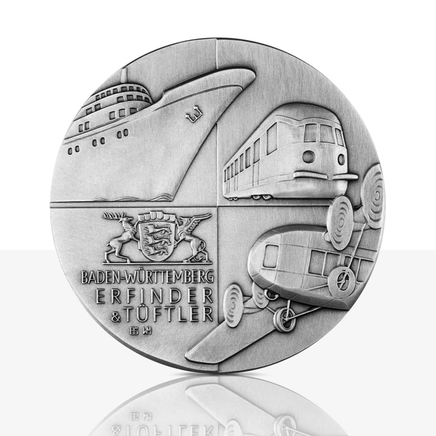 art medal Maybach silver back side