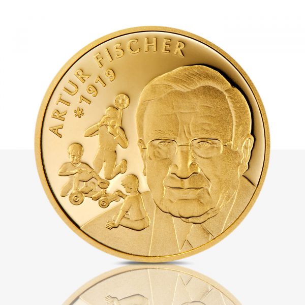 art medal Fischer gold front side