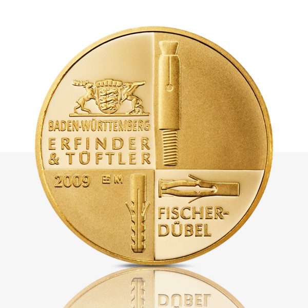 art medal Fischer gold back side