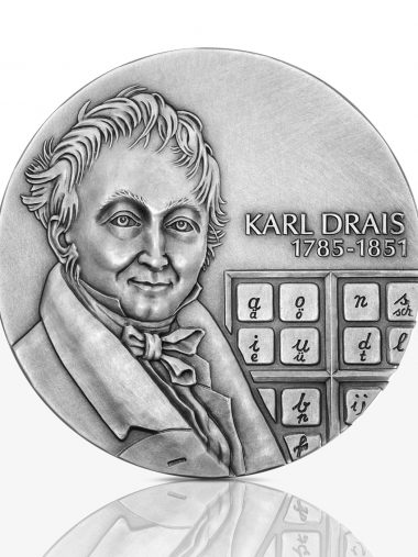 Karl Drais – Hochrelief-Medaille Feinsilber