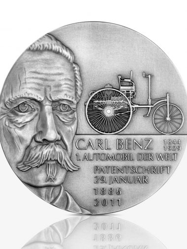 Carl Benz und Gottlieb Daimler – Hochrelief-Medaille Feinsilber