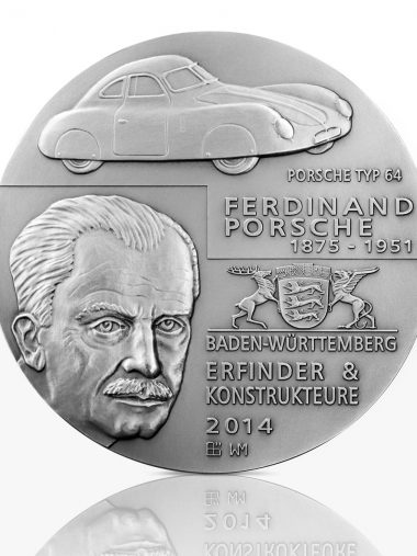 Ferdinand und Ferry Porsche – Hochrelief-Medaille Feinsilber
