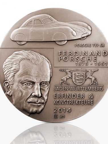 Ferdinand und Ferry Porsche – Hochrelief-Medaille Bronze