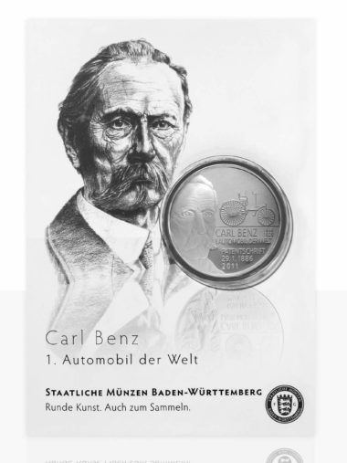 Carl Benz und Gottlieb Daimler – Versilberte Medaille in Medaillenkarte