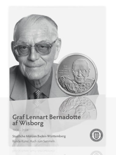 Graf Lennart Bernadotte – Versilberte Medaille in Medaillenkarte