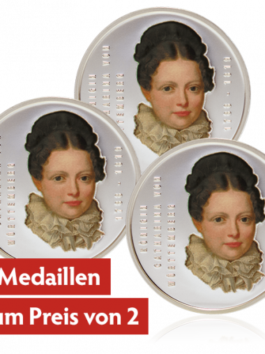 3x Königin Katharina – Grabkapelle – versilberte Medaille (Sparset)