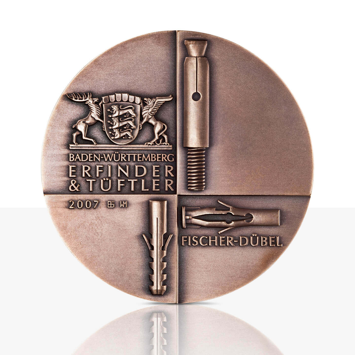 Rückseite Kunstmedaille Fischer Bronze