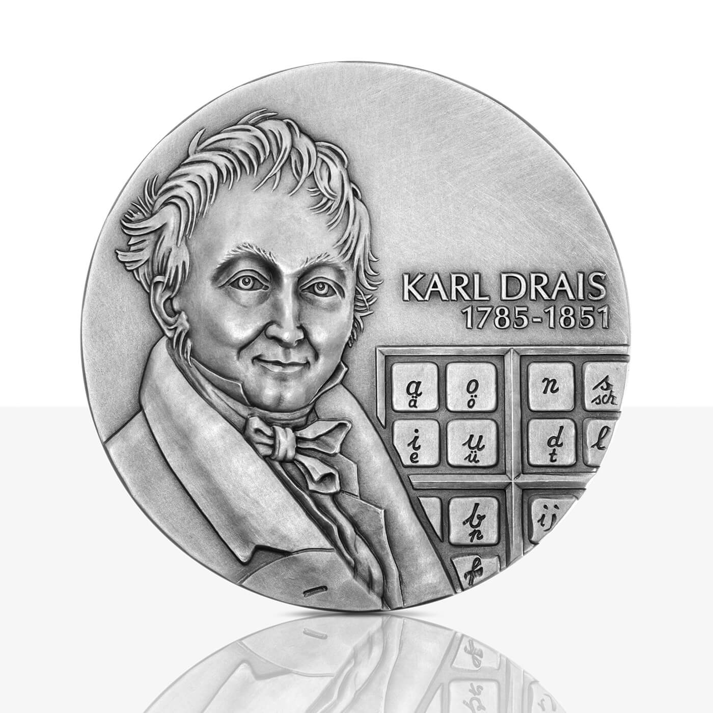 Vorderseite Kunstmedaille Drais Feinsilber