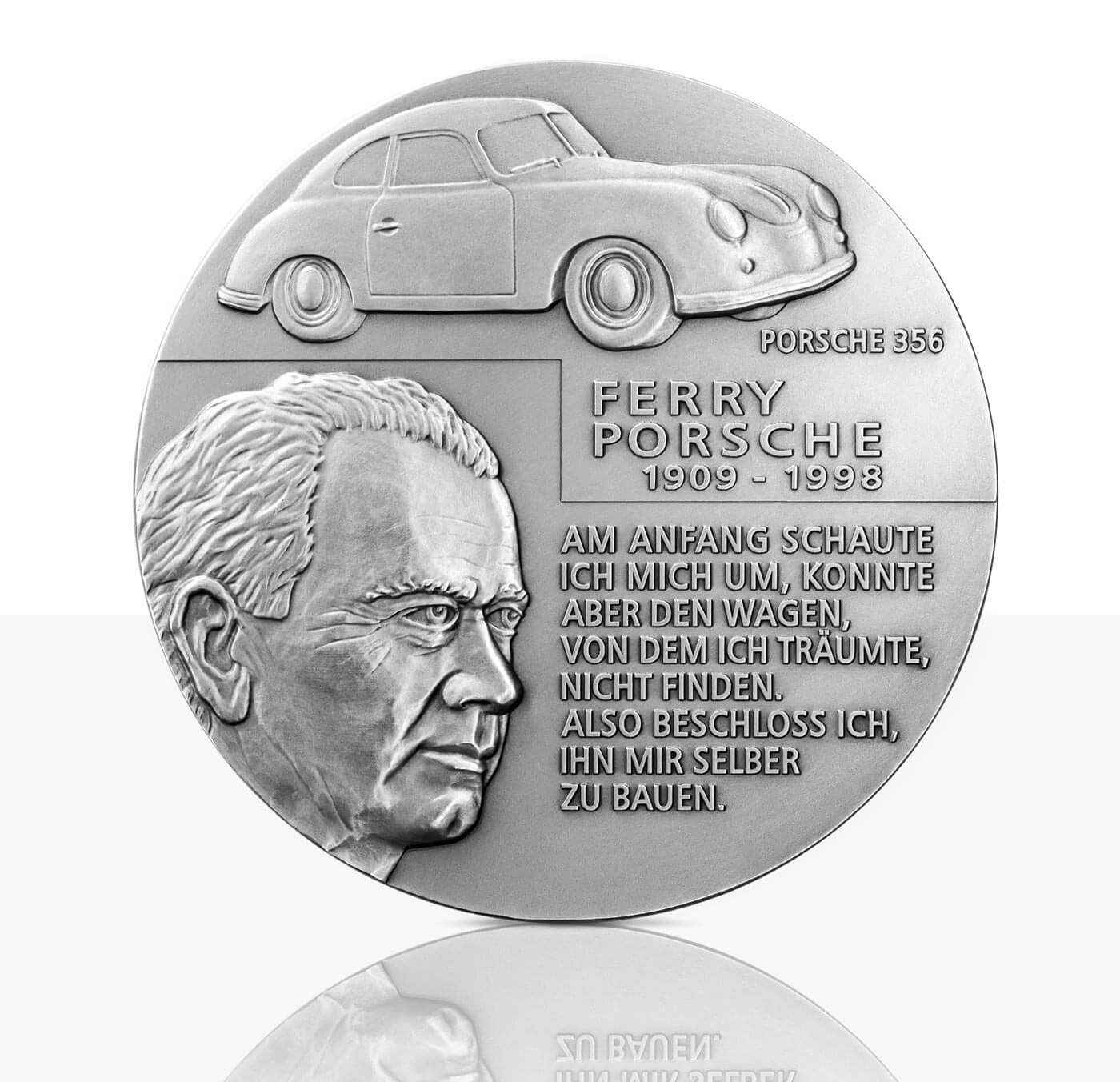 Vorderseite Kunstmedaille Porsche Feinsilber