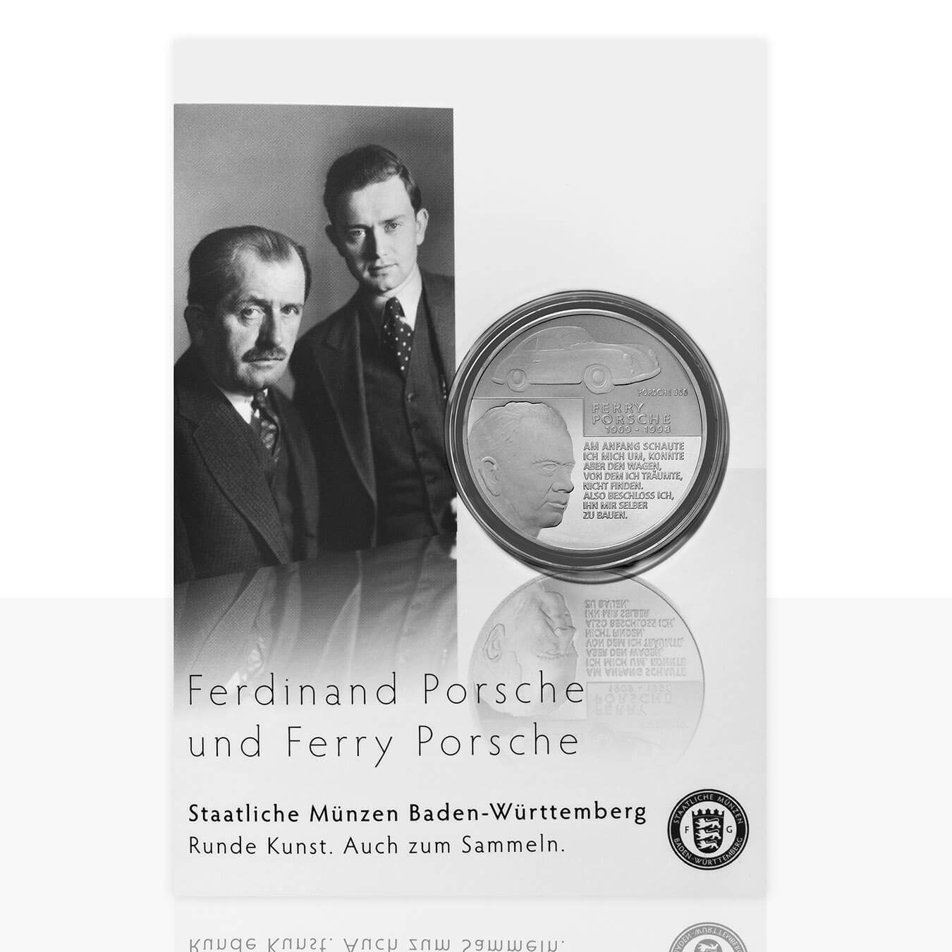 Medaillenkarte Porsche Kunstmedaille Versilbert