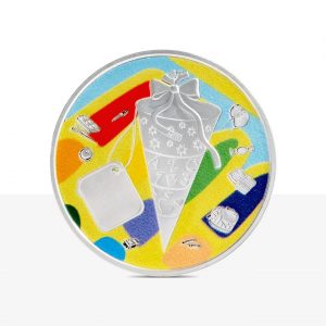 Silbermedaille "Einschulung" koloriert