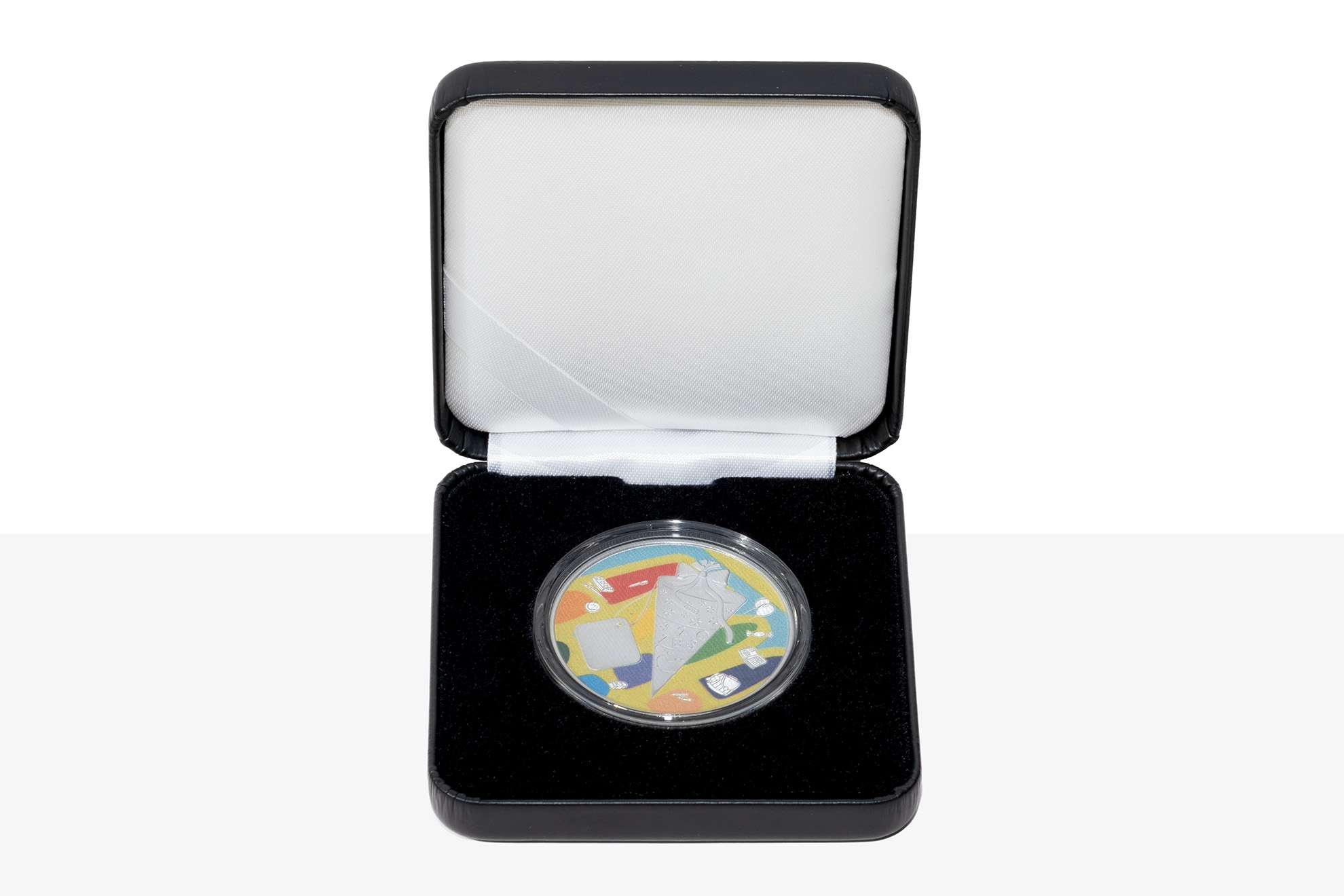 Silbermedaille "Einschulung" koloriert in Etui