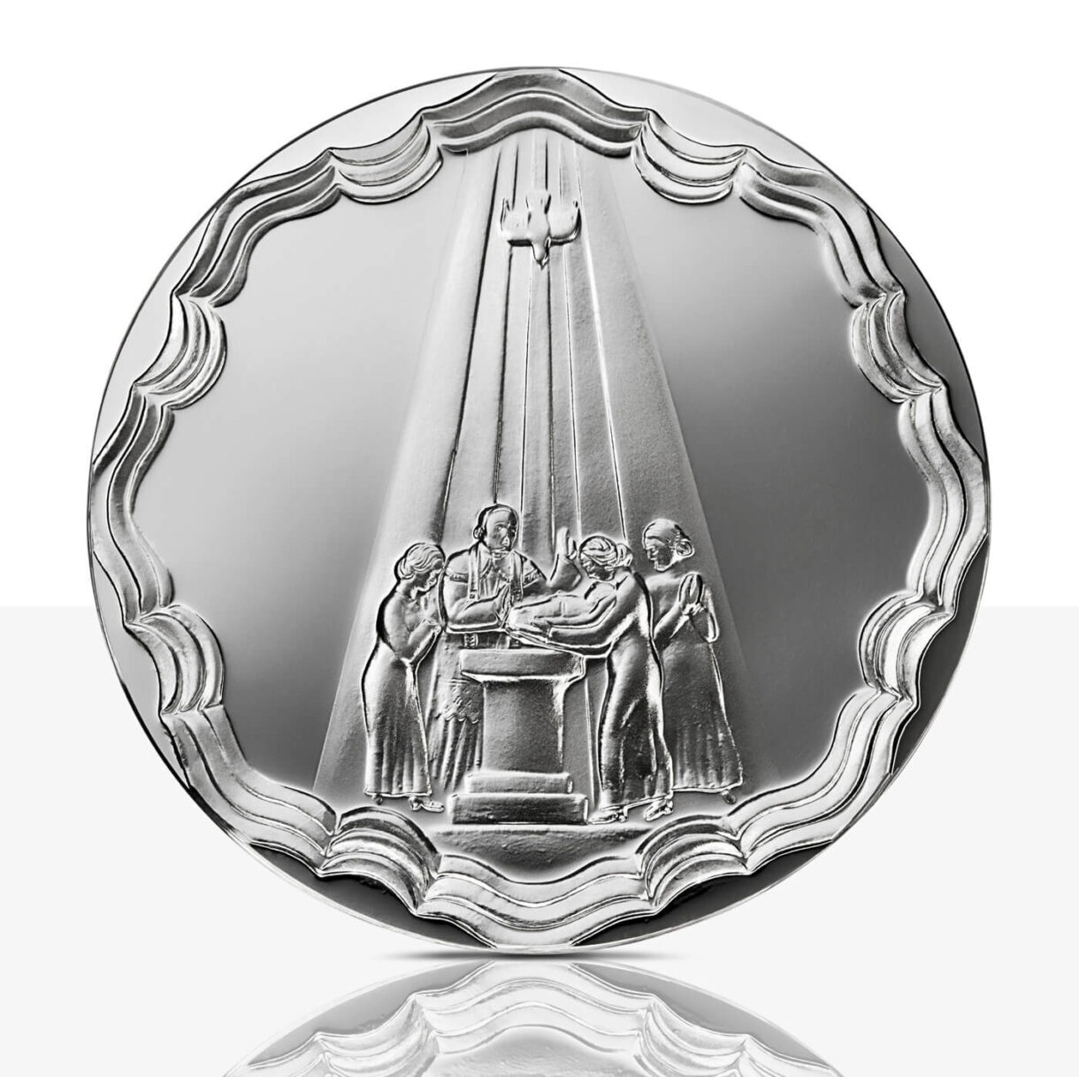 Taufmedaille in Spiegelglanz (Vorderseite)